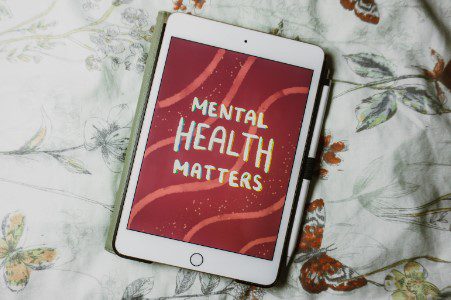 mental health on a tablet screen